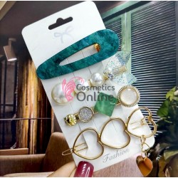 Clema pentru par metalica AGF012DD - Auriu cu Perle si Strasuri, Set 4 bucati